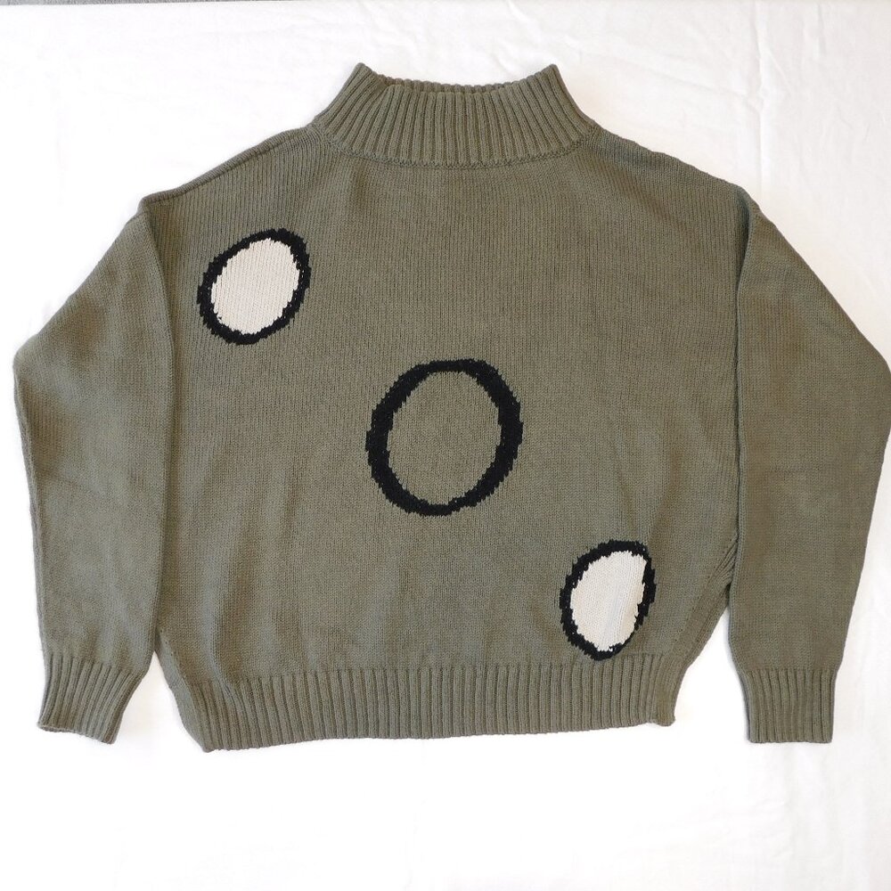 PLANET by Lauren G Bullseye Sweater | Camo Green | Cotton | VGUC | One Size